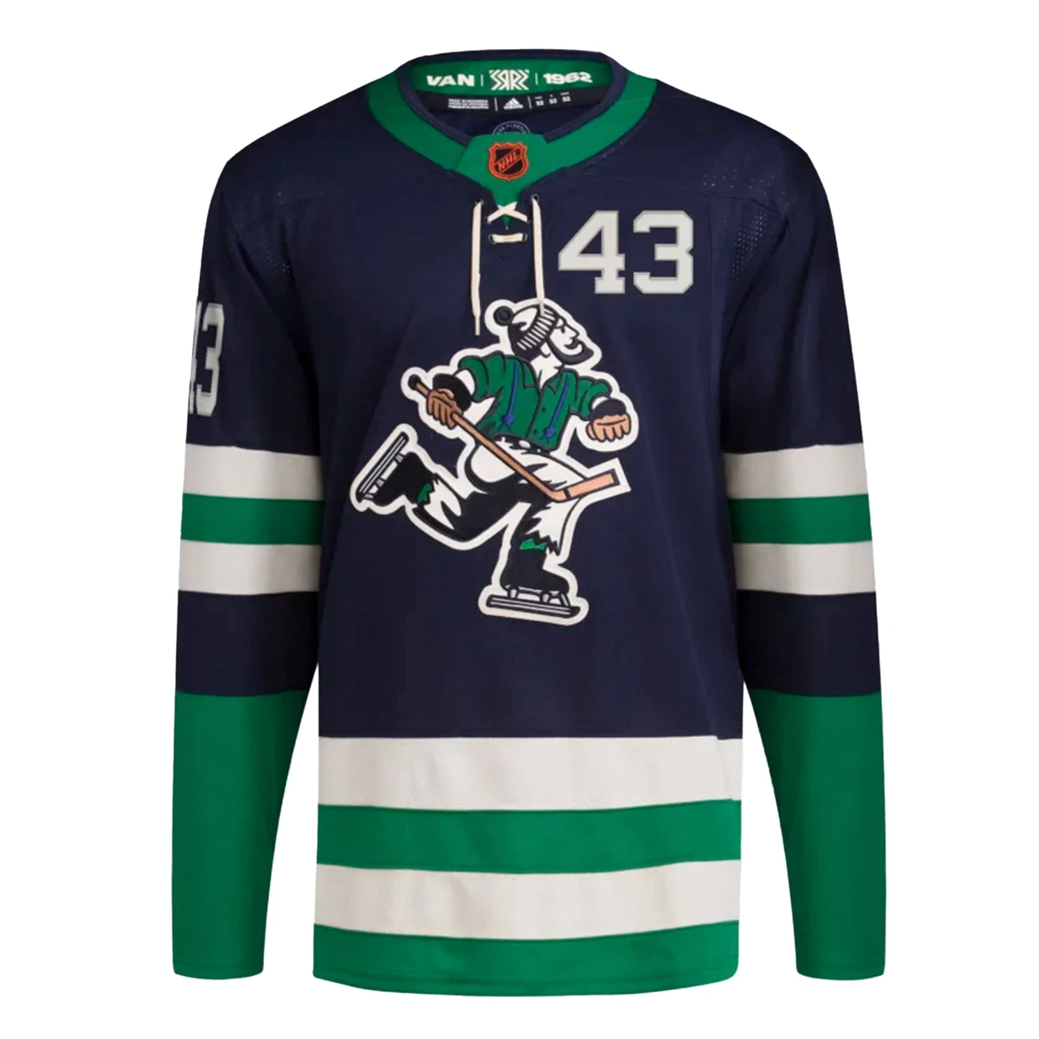 Vancouver Canucks Adidas PrimeGreen Reverse Retro Senior Jersey - Quinn Hughes - Image 2