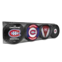 Montreal Canadiens Inglasco NHL Logo Hockey Puck (4 Pack)