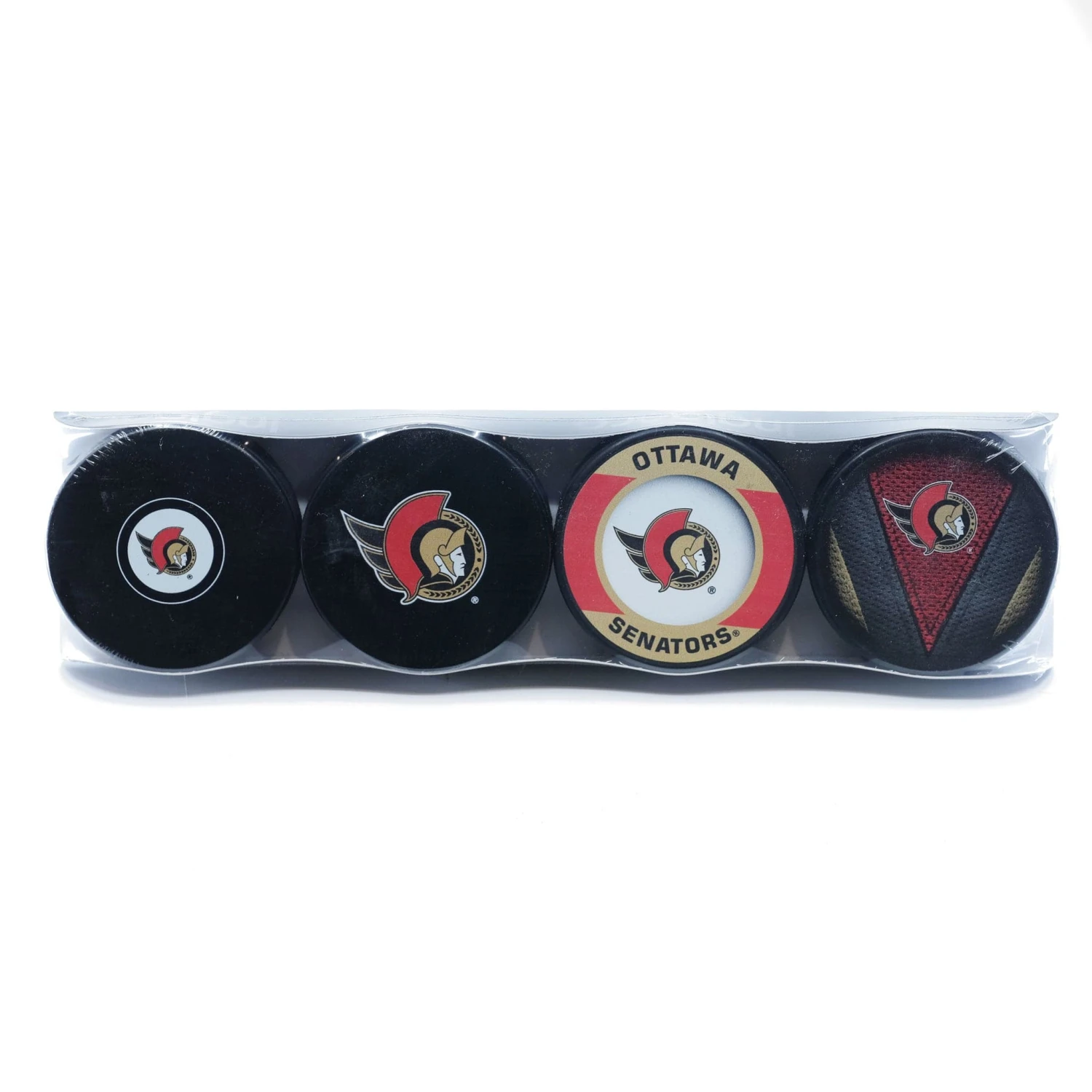 Ottawa Senators Inglasco NHL Logo Hockey Puck (4 Pack)